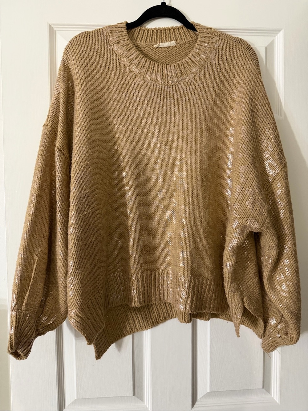 Neutral Tan Knit Crewneck Sweater - Relaxed Fit